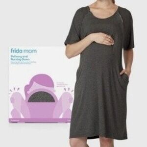 Frida Baby Nursing NightGown Short Sleeve Button Shoulder Snaps Short Sleeve OS